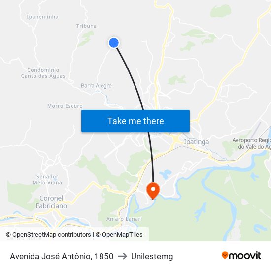 Avenida José Antônio, 1850 to Unilestemg map