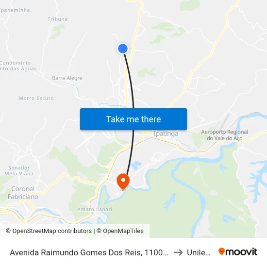 Avenida Raimundo Gomes Dos Reis, 1100 - Quiosque Dos Sonhos to Unilestemg map