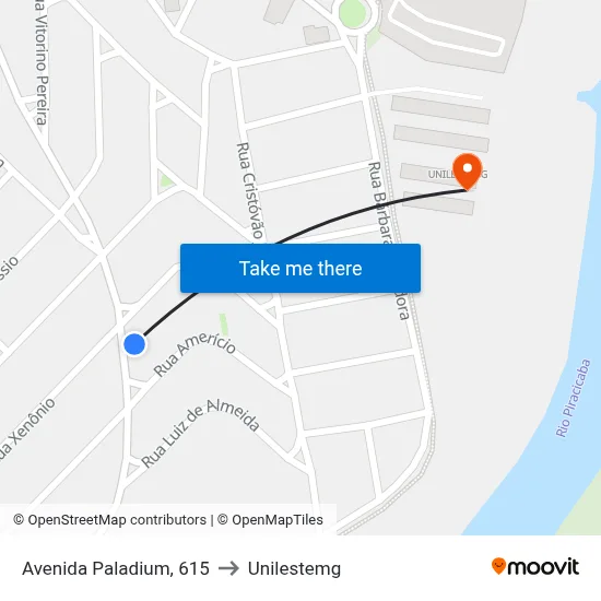 Avenida Paladium, 615 to Unilestemg map