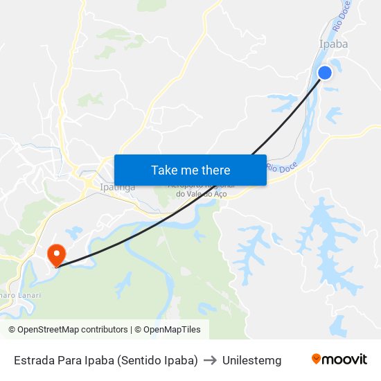 Estrada Para Ipaba (Sentido Ipaba) to Unilestemg map