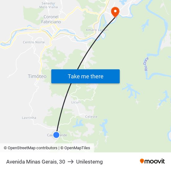 Avenida Minas Gerais, 30 to Unilestemg map