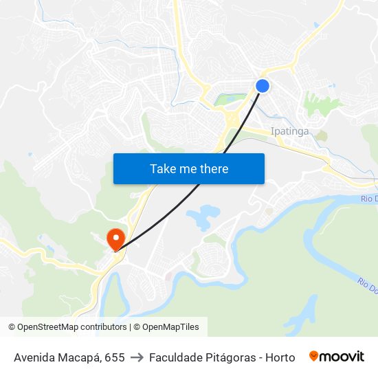 Avenida Macapá, 655 to Faculdade Pitágoras - Horto map