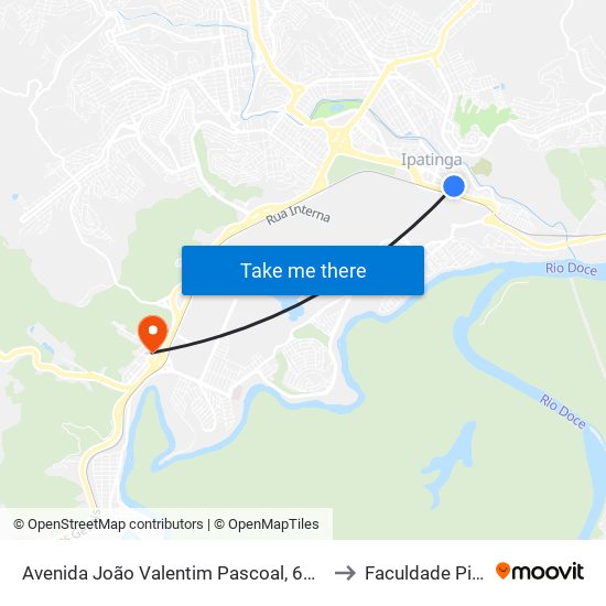 Avenida João Valentim Pascoal, 637 | Terminal Rodoviário De Ipatinga to Faculdade Pitágoras - Horto map