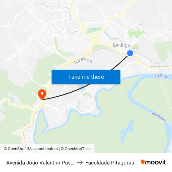 Avenida João Valentim Pascoal, 255 to Faculdade Pitágoras - Horto map