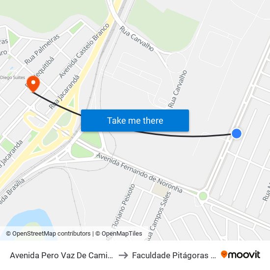 Avenida Pero Vaz De Caminha, 365 to Faculdade Pitágoras - Horto map