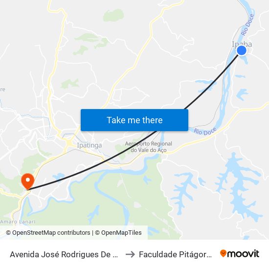 Avenida José Rodrigues De Almeida, 165 to Faculdade Pitágoras - Horto map