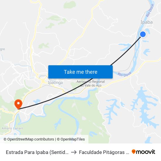 Estrada Para Ipaba (Sentido Ipaba) to Faculdade Pitágoras - Horto map