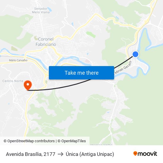 Avenida Brasília, 2177 to Única (Antiga Unipac) map