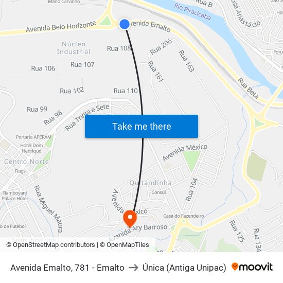 Avenida Emalto, 781 - Emalto to Única (Antiga Unipac) map