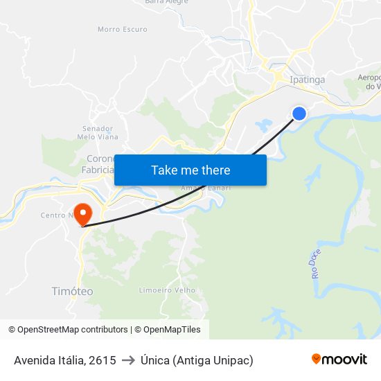 Avenida Itália, 2615 to Única (Antiga Unipac) map
