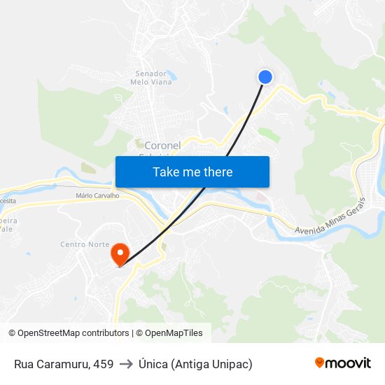 Rua Caramuru, 459 to Única (Antiga Unipac) map