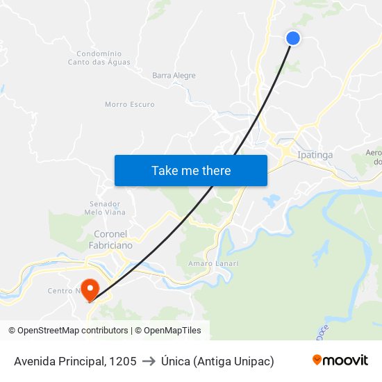 Avenida Principal, 1205 to Única (Antiga Unipac) map