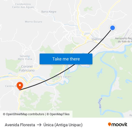 Avenida Floresta to Única (Antiga Unipac) map