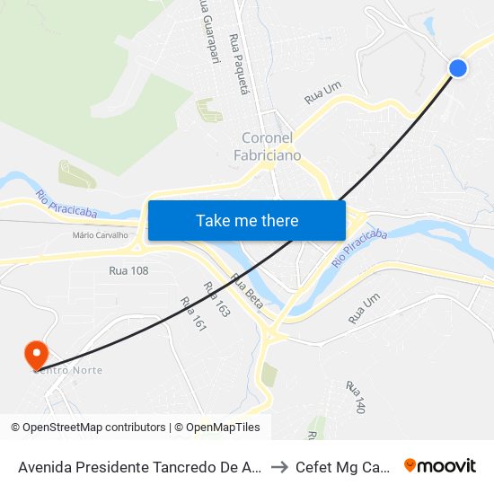 Avenida Presidente Tancredo De Almeida Neves, 3808 | Posto Ale to Cefet Mg Campus Timóteo map