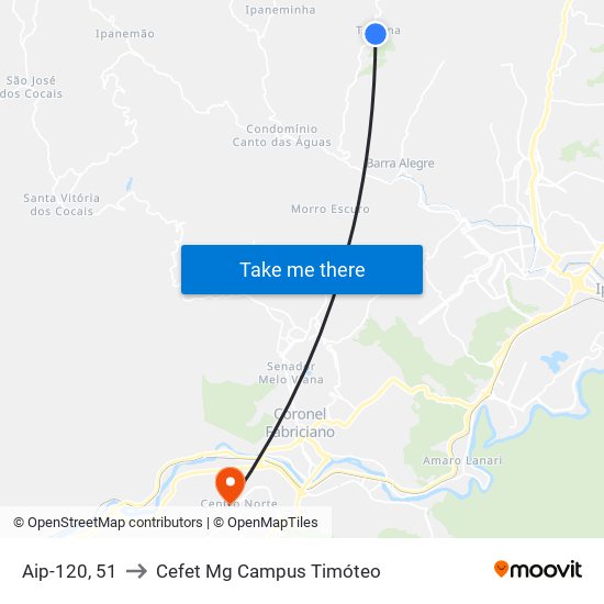 Aip-120, 51 to Cefet Mg Campus Timóteo map