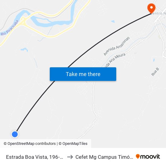 Estrada Boa Vista, 196-300 to Cefet Mg Campus Timóteo map