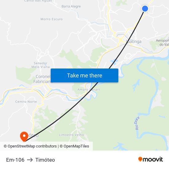 Em-106 to Timóteo map