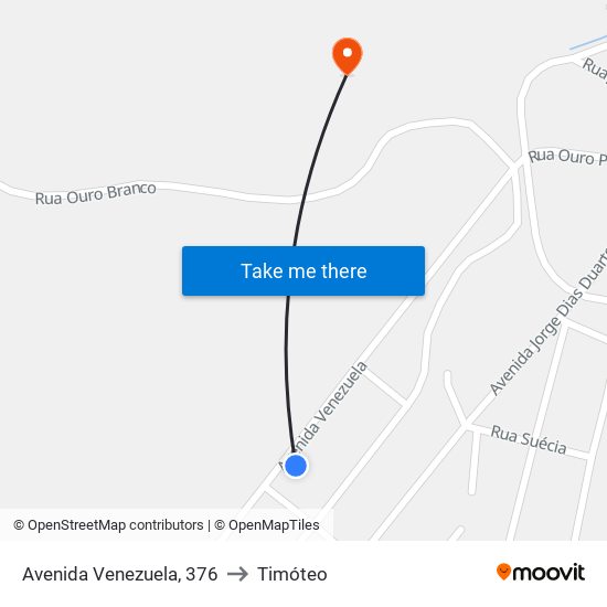 Avenida Venezuela, 376 to Timóteo map