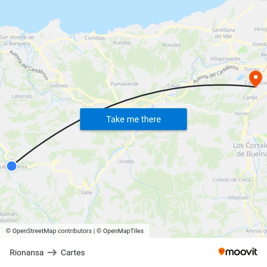Rionansa to Cartes map