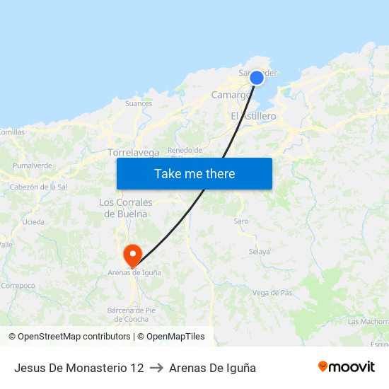 Jesus De Monasterio 12 to Arenas De Iguña map