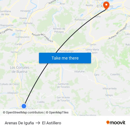 Arenas De Iguña to El Astillero map
