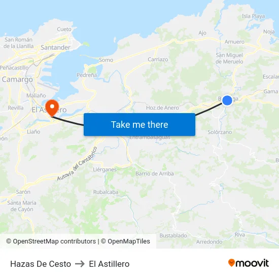 Hazas De Cesto to El Astillero map