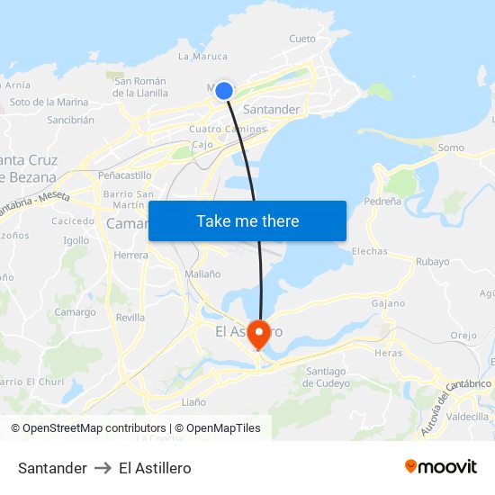 Santander to El Astillero map