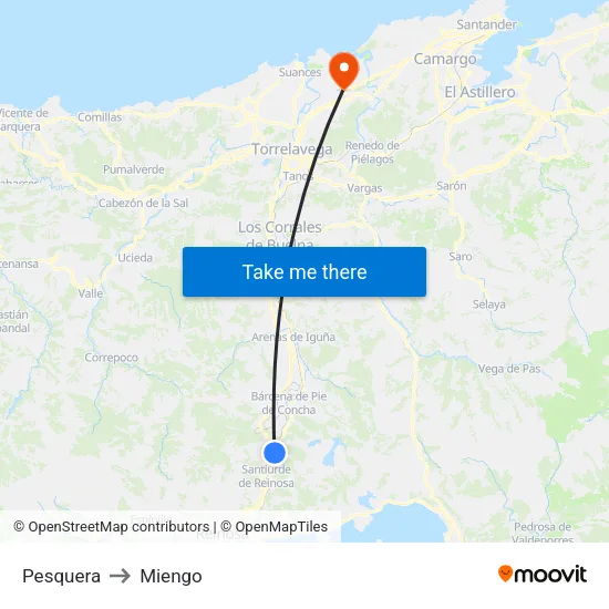 Pesquera to Miengo map