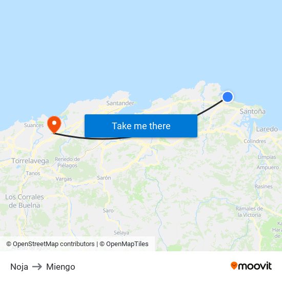 Noja to Miengo map