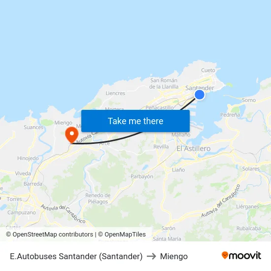 E.Autobuses Santander (Santander) to Miengo map
