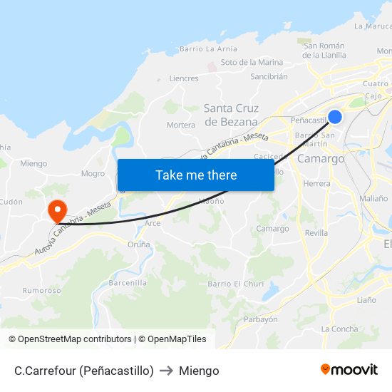 C.Carrefour (Peñacastillo) to Miengo map