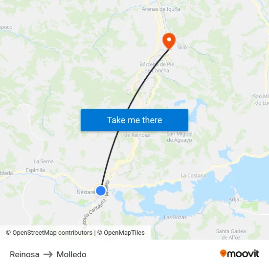 Reinosa to Molledo map
