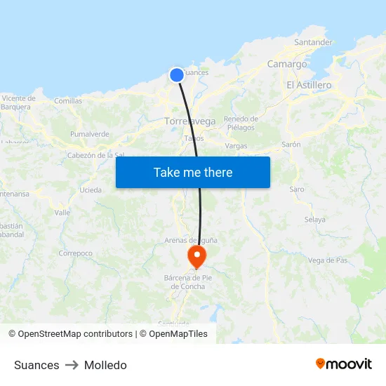 Suances to Molledo map