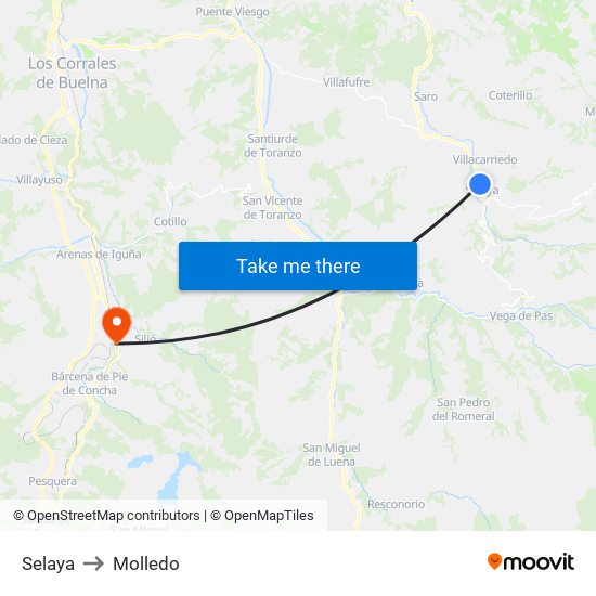 Selaya to Molledo map