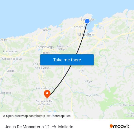 Jesus De Monasterio 12 to Molledo map