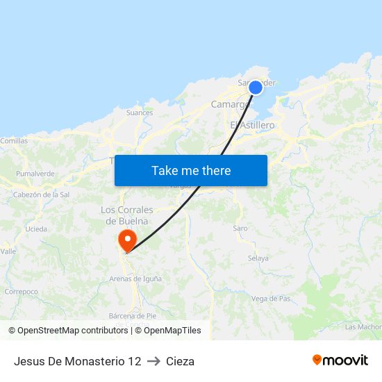 Jesus De Monasterio 12 to Cieza map