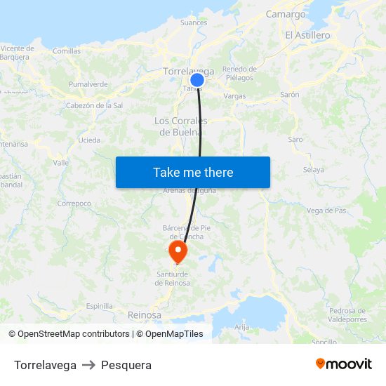 Torrelavega to Pesquera map