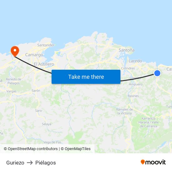 Guriezo to Piélagos map