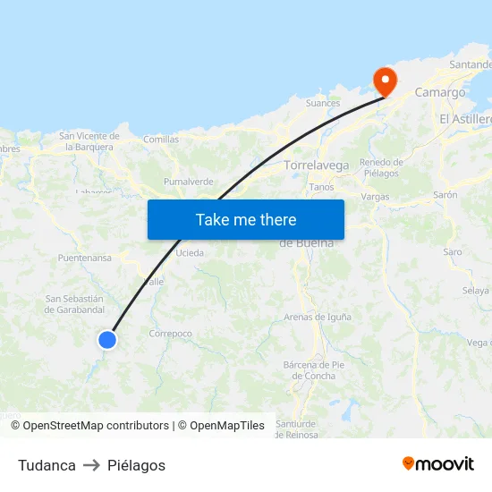 Tudanca to Piélagos map