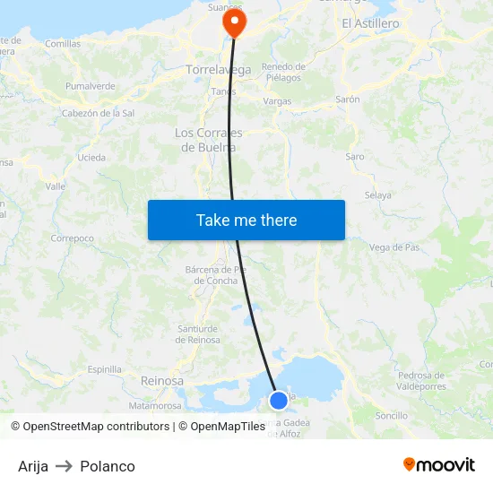 Arija to Polanco map