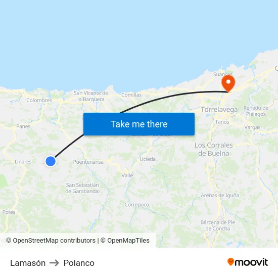 Lamasón to Polanco map