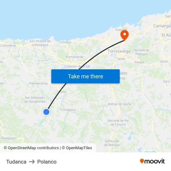 Tudanca to Polanco map