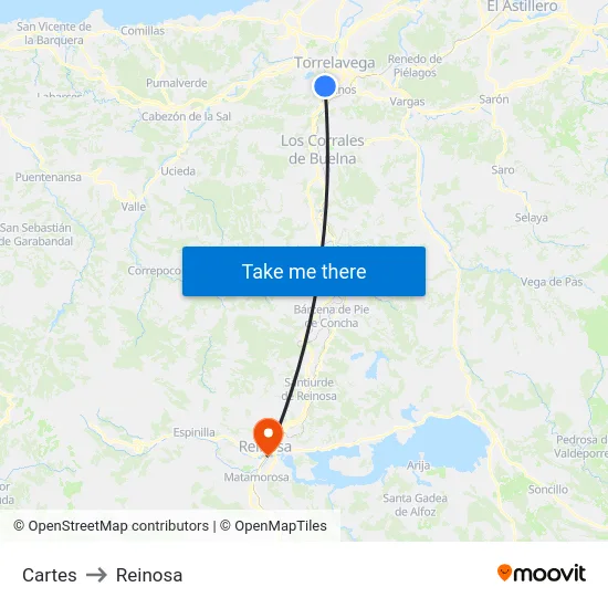 Cartes to Reinosa map