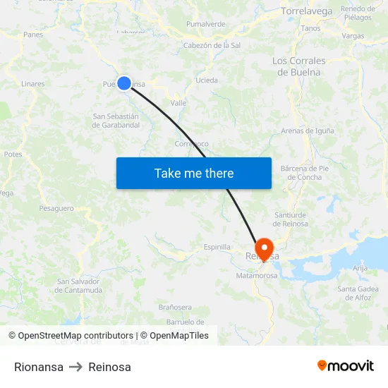 Rionansa to Reinosa map