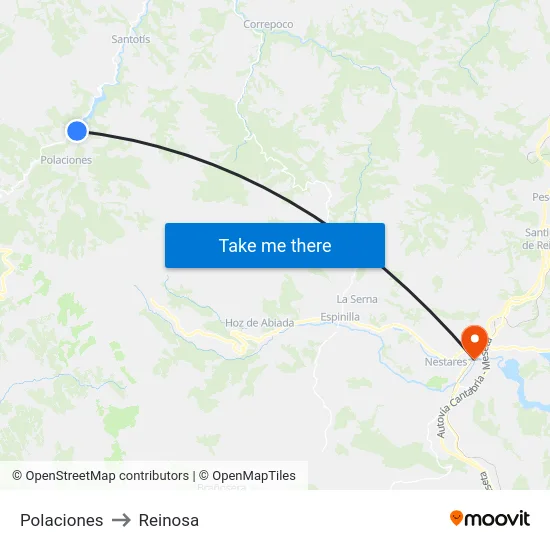 Polaciones to Reinosa map