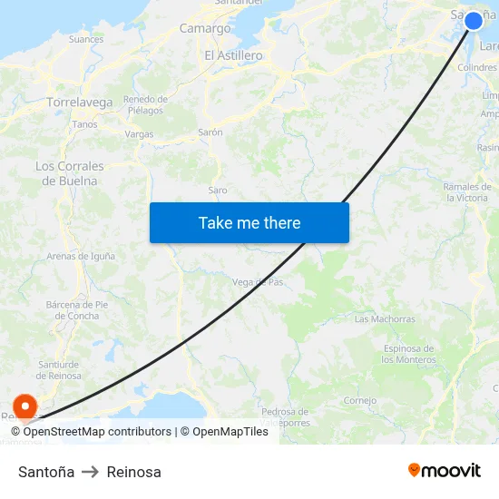 Santoña to Reinosa map