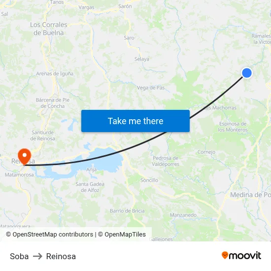 Soba to Reinosa map