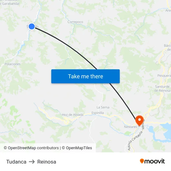 Tudanca to Reinosa map