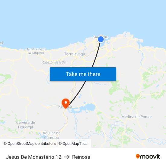 Jesus De Monasterio 12 to Reinosa map