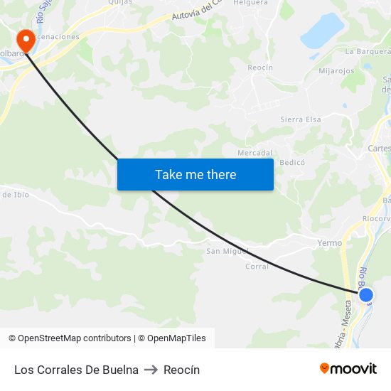 Los Corrales De Buelna to Reocín map